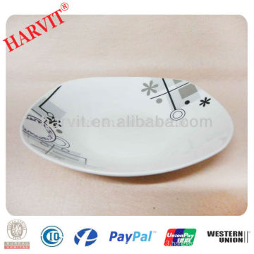 Hot!!! Square 9" Soup Plate/Cheap price Porcelain Dishes with decal/Made in China Square Ceramic Plates